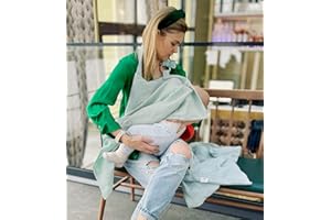 BABEES Stillhülle, Stillfutterhülle, Pflegehülle, Stilltuch für Baby, Stillschürze, Musselin, Bio dreilagige Gaze, Stillschutz, Autositzbezug (Salbei)