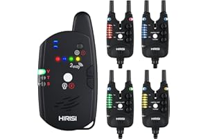‎HIRISI TACKLE Hirisi Tackle Karpfenangeln Bissanzeiger Mit Fernbedienung (FunkempfäNger), Mit Nachtlicht, Einstellbarer Empfindlichkeit, LautstäRke Und Ton. Bissanzeiger Set.