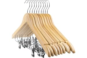 TEBERY Tosnail Lot de 12 cintres en Bois Tosnail - avec Cadre de Serrage - 43 cm