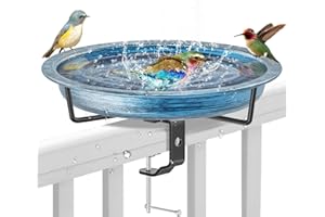 VEYFOLZIN.ST Vogeltränke hängend für Balkongeländer, Vogelfutterspender Wassertränke Für Vögel Garten Balkon Futterschale Hängend Futterteller (Altblau)