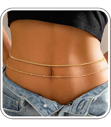 FUNEIA 2 Collane Da Pancia Oro Per Donna | Placcato 18K, Con Cristalli E Perle Satelliti | Regolabile (fino A 110 Cm) | Ideali Per Spiaggia, Festival E Look Quotidiano