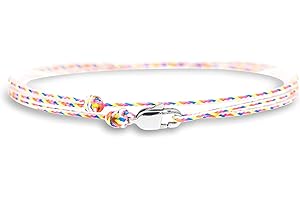 Made by Nami Bracelet de Cheville Fin pour Hommes et Femmes avec Fermoir Mousqueton Artisanal - Bijoux de Surfeur Maritime - Minimaliste en Tissu - 100% Étanche et Réglable (Multi Argent)