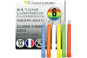 ‎CYALUME Cyalume Leuchtstab SnapLight - Packung mit 12 Leuchtstäbe in 6 Farben (2 grün, 2 gelb, 2 rot, 2 orange, 2 blau und 2 weiß), Knicklichter 15 cm lang, fluoreszierend für 8 und 12 Stunden