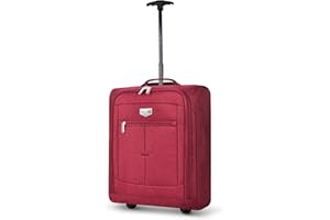 KEPLIN Cabin Approved Lightweight Travel Bag with Wheels, Hand Luggage Suitcase Trolley, Carry on Case, Flight Bag (Red/Black)