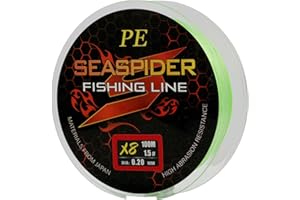 Annlpoy 100m Trenza Hilo de Pesca 8 hebras de fluorocarbono para Lanzar y Jigging, Color Verde para Visibilidad, Alta Flexibilidad y Resistencia a la Abrasión