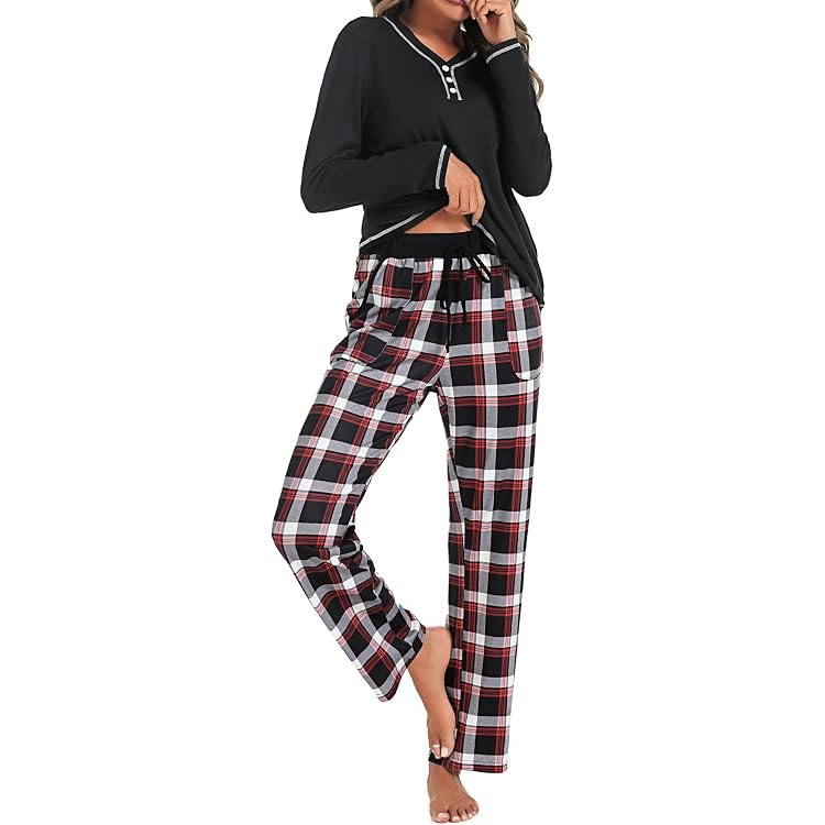Pyjama Deux Pièces Femme - Haut Rouge Et Pantalon Gris, Taille 46/48 (XXL), Coton, Neuf