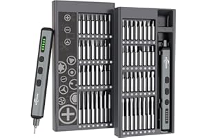 KUNLUN Mini Tournevis Electrique Sans Fil 64 en 1 Précision Tournevi avec LED Réglage Couple à 5 Vitesses 64 Embout de Tournevis pour Téléphone, Montres, Appareil Photo, PC, Electronique