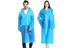 Vspek 2 Piezas Chubasqueros Con Capucha y Mangas Lluvia Impermeable Reutilizable Poncho Portátil Ligero Larga Abrigo Para Excursionismo Al Aire Libre Acampar