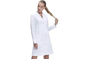 Dr. James Lab Coat for Women, Tailored Fit, Fold Back Cuff, White, 35 inch Length