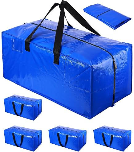 BALEINE Lot de 6 sacs de déménagement surdimensionnés avec poignées renforcées, fourre-tout de rangement robustes pour vêtements, fournitures de déménagement (orange