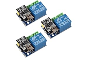 AOICRIE 3pcs ESP8266-01S ESP-01S Serial Wireless WLAN WiFi Transceiver Module 80MHz 1MB Flash 5V with ESP8266 Relay Adapter for Arduino