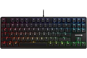 CHERRY G80-3000N RGB TKL, układ międzynarodowy, klawiatura AZERTY, klawiatura przewodowa, mechaniczna klawiatura do gier, CHERRY MX SILENT RED SWITCHES, czarny