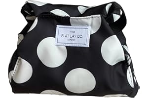 The Flat Lay Co. Makeup Bag - Travel Make Up Organiser for Cosmetics, Eyeshadow, Make-Up Brushes, Lipstick & Tools - Drawstring Makeup Bag Storage with Brush Holder & Large Pockets