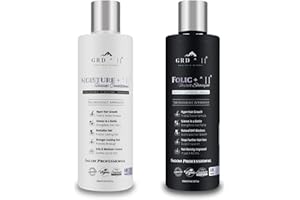 Hair Growth Shampoo & Conditioner by GRD Hair UK Biotin, Argan Oil, Allantoin, Rosemary, Niacinamide, Lupin. Male & Female Hair Loss Products. Folic + : Moisture +.