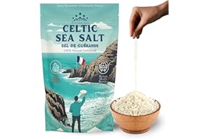 PLATINUMPEAK Celtic Sea Salt 500g | 100% Organic Unfiltered | 82+ Natural Minerals | Hand Harvested in Guerande, France | Coarse Grey Salt | 1 Pack 500g