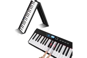 Coolmusic Faltbare Klaviertastatur mit 88 Tasten, tragbare elektrische Tastatur mit Bluetooth, Digitalpiano in voller Größe, halbgewichtet, berührungsempfindlich, mit Aufbewahrungstasche
