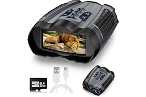 WARMTUYO Nachtsichtgerät, 4K Infrarot Fernglas Nachtsichtgeräte 4000mAh Wiederaufladbares Nachtsichtgerät Jagd mit 32GB TF-Ka