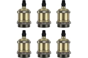 Weinsamkeit Douille E27 Vintage - Lot de 6 Douille Ampoule E27, Douille Ampoule en Aluminium et Céramique, Douille Edison Rétro pour Plafonniers & Appliques Murales DIY