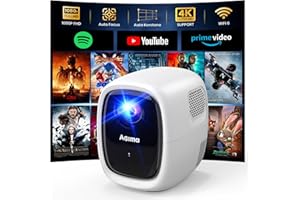 AGIMA [Auto Focus/Apps integrata] Mini Proiettore con WiFi y Bluetooth 4K 1080P Nativo Proiettore con Apps e Android TV OS, Correzione Auto, Altoparlante Stereo, Proiettore Portatile Bianco