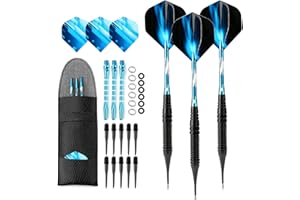 CRAZY-M Dartpfeile mit Kunststoffspitze, Softdart Pfeile 19 Gramm, e Dart Pfeile 19g, Grün Blau Rot Schwarz Dart Shaft Flight Zubehör mit Tasche für Elektronische Dartscheibe, Softdarts