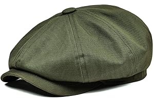 BOTVELA Men's 8 Piece Newsboy Flat Cap 100% Cotton Gatsby Ivy Golf Cabbie Hat