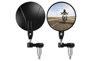 Evermotor Lusterko motocyklowe ze stopu aluminium, obracane o 360°, okrągłe lusterko na kierownicę kompatybilne ze skuterem, skuterem, skuterem