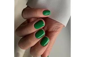 Ceboic 24 szt. tipsy francuskie zielone sztuczne paznokcie krótkie kwadratowe błyszczące czysty kolor sztuczne paznokcie sztuczne akrylowe pełne pokrycie naklejki na paznokcie dla kobiet dziewcząt