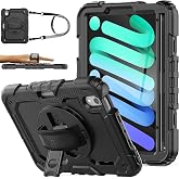 TEKNETSTORE iPad Mini 7 ile Uyumlu Kılıf, Askılı, Y&uuml;ksek Koruma, Defender, Standlı Case, Siyah