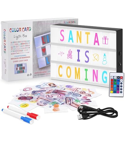 Scatola Luminosa LED con 192 Lettere e Emojis, LED A4 Scatola Luminosa Insegna, Alimentata a Batteria e Tramite USB, Scatola Luminosa Cinematografica per Matrimonio, Festa, Compleanno