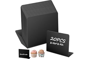 Mkitnvy Mini Pizarra Pequeña, Letrero de Tiza Acrílica para Alimentos, 20 Pizarra Negra, Mini Letreros de Pizarra de Pie con Bolígrafo para Etiquetas de Precios, Etiquetas de Alimentos