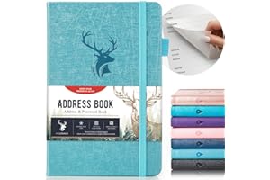AISBUGUR Address Book with Alphabetical Tabs: Hardcover Small Passwordbook - Address Book Large Print for Phone Numbers - Internet Website Logins - AddressNotebook Journal for Home 5"*7.6"-Teal