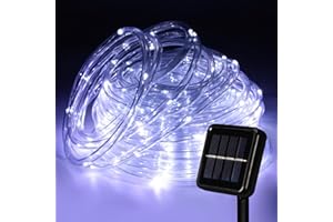 ‎CECAYLIE Cecaylie Outdoor Solar Light Tube, 10 m 100 LED White Rope Light, Solar Light Tube, Outdoor Solar Waterproof with 8 Modes, Solar Light Tube Outdoor for Festive Decoration and Outdoor Parties