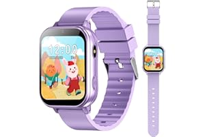 PTHTECHUS Smart Watch dla dzieci, zegarek dziecięcy z aparatem fotograficznym, odtwarzaczem MP3, do nauki i zabawy, prezent dla dzieci w wieku 3-12 lat, fioletowy