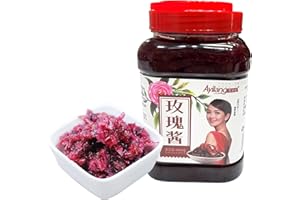 BAILINHOU Sirop de rose en pot de 1000g, confiture de pétales de rose de qualité alimentaire, arôme de gelées et de conserves à base de rose, eau de rose comestible.
