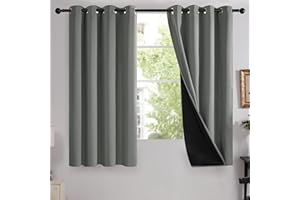 Deconovo Cortinas Opacas Totalmente para Salon Dormitorio Aislantes Termicas con Ojales 2 Piezas 140x175cm Gris Verde