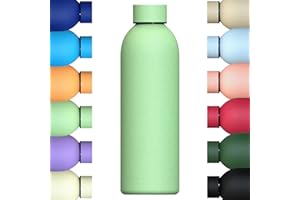 MI KO MI KA Botella de Agua de Acero Inoxidable Reutilizable | Hermética y Térmica | Sin BPA | Isotérmica, Mantiene Frio 24H y Calor 12H. Doble Pared al Vacío a Prueba de Fugas (500ml, Verde)