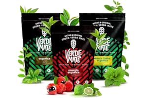 Coffret Yerba Maté Verde Mate Green BIO – 3x400g (Organica, Energia Organica, Menta Limon) – 100% biologique, sans gluten, riche en caféine naturelle