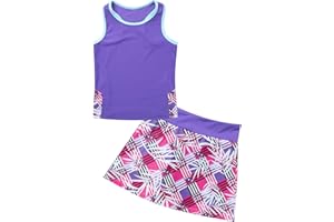 Hansber Kids Girls Golf Tennis Outfits Tracksuits Racer Back Tank Tops and Skirts with Built-in Shorts