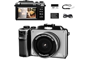OKA gute Qualität Fotocamera digitale 4K, 18X, zoom digitale, 48 MP, doppia fotocamera, 8 filtri, con scheda 32G, schermo da 3,0", fotocamera compatta WiFi, Vlog per anziani principianti (argento)