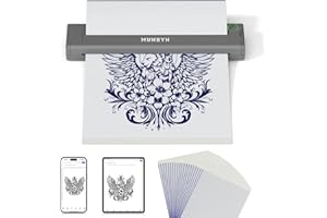 MUNBYN ITP05 Stampante Stencil Tattoo, 20 Fogli di Carta da Stampante Tattoo, Stampante Termica Tattoo Stampante Bluetooth, Compatibile Con Smartphone, PC, Grigio