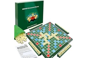 FYKTIK Scrabble Board Game, Travel Scrabble Spelling Game, Boggle Word Game, Educational Alphabet Word Games for Kids Preschool, Montessori Learning Puzzle Gift, 2-4 Players (Large)