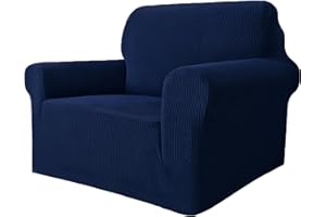 ‎YSTYLE Ystyle Sofa überzug 1 Sitzer Mit Armlehne, Stretch Sofabezug rutschfest, Modern Sofa Cover Für Hunde Haustiere, Atmungsaktiv Couch überzug Mit Elastic Bottom, Dunkelblau