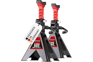 ‎HEYNER HEYNER® Unterstellbock 2er Set mit Gummiauflage Hubhöhe 300-444 mm TÜV/GS-Zertifiziert Traglast 3t Stützbock Stützfuß 10-Fach Höhenverstellbar