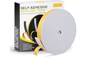 Inwee Nastro autoadesivo in schiuma, 20x 3mm Schiuma Nastro Paraspifferi Porta, resistente alle intemperie, fonoassorbente, elimina spifferi da porte e finestre, totale 10m