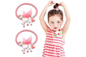 RYMAUP®2 Stück,Magische Einhorn Haargummis für Mädchen Süße Haarbänder für Kinder,Rosa Flügel