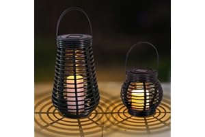 LQWELL LÁMparas Solares Para Jardines Al Aire Libre, Linternas Solares Impermeables, Luces De JardÍN De RatÁN Para Exteriores, Blanco CÁLido, Juego De 2 Para Patio, HabitaciÓN, Fiesta Festival