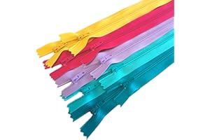 MARARDI [Pack 10 Cerniere [Multicolore] Nylon [25 cm] Chiusure Lampo per Cucito e Artigianato per Stoffa Vestiti Borse per Cucire a Macchina Patchwork Tessuto di Cotone con Chiusura in Metallo