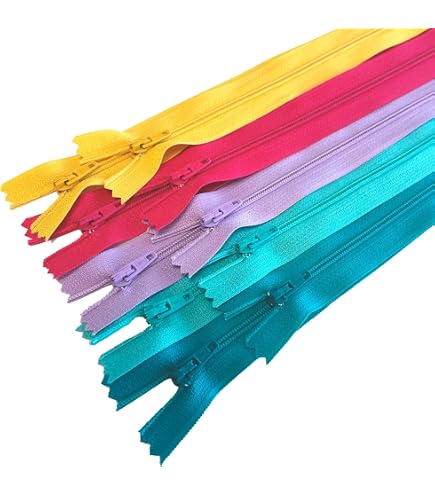 ZEACCT 10 Stück Harz-Reißverschlüsse – Bunt, 35 Cm, Mit Metallring, Geschlossenes Ende, 5 Farben