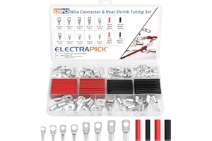 electrapick 120PCS Bolt Hole Tinned Copper Terminals Set-Wire terminals Connector Cable lugs Ring Battery SC Terminals Set Marine Grade Cold-Pressed Crimp Type (Silver, 60+60 Pcs)