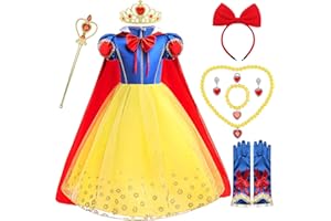 CNEXMIN Deguisement Blanche Neige Fille Robe Princesse Blanche Neige Enfant Costume Blanche-Neige Avec Aceessories Cosplay Conte FéE Robe SoiréE Anniversaire FêTe Halloween NoëL Partie Carnaval 2-10 ans